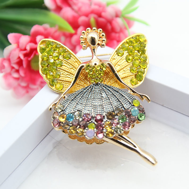 Broșă din aliaj cu înger drăguț, 4 culori, pentru femei, fete, email, retro, strasuri, îmbrăcăminte de nuntă, ace de rever, broșe, bijuterii, cadou