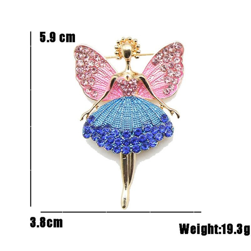 Broșă din aliaj cu înger drăguț, 4 culori, pentru femei, fete, email, retro, strasuri, îmbrăcăminte de nuntă, ace de rever, broșe, bijuterii, cadou