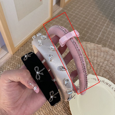 Retro traka za glavu od bisera i cirkona, spužvasta traka za kosu s mašnom od štrasa za žene Luksuzni, vrhunski elegantni nakit za zabave