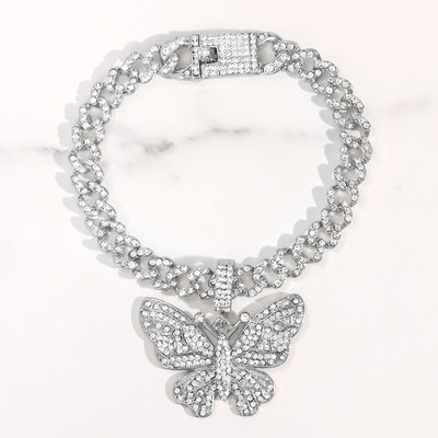 Modni Bling Rhinestones Butterfly Kubanski lanac Gležnjače Narukvica Hip Hop Chunky Cuban Anklet za žene Bosonoge Sandale Nakit