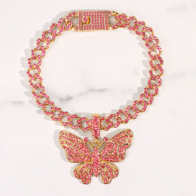 Modni Bling Rhinestones Butterfly Kubanski lanac Gležnjače Narukvica Hip Hop Chunky Cuban Anklet za žene Bosonoge Sandale Nakit
