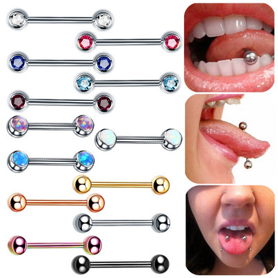 1PC G23 Titanium CZ Nipple Shield Barbell Rings Mamilo Piercings Opal Tongue Rings Bar Секси дамски пиърсинг Фиксатор за бижута 14G