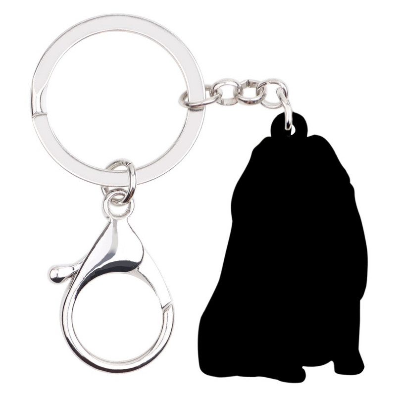 Bonsny Acrilic Happy Sitting Câine Pomeranian Breloc Breloc Inele Bijuterii Animale pentru Femei Fete Adolescenți Brelocuri Poșete Cadou