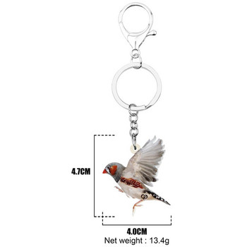 Μπρελόκ Bonsny Ακρυλικό Flying Grass Finch Keychains Big Long Bird Animal Keyring Κοσμήματα για γυναίκες Ανδρικά κορίτσια Μόδα διακόσμηση τσάντα δώρου