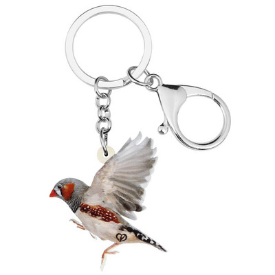 Bonsny Akrilni privjesci za ključeve Flying Grass Finch Big Long Bird Animal Keychains Nakit Za Žene Muškarci Djevojke Modna Poklon Torba Dekoracija