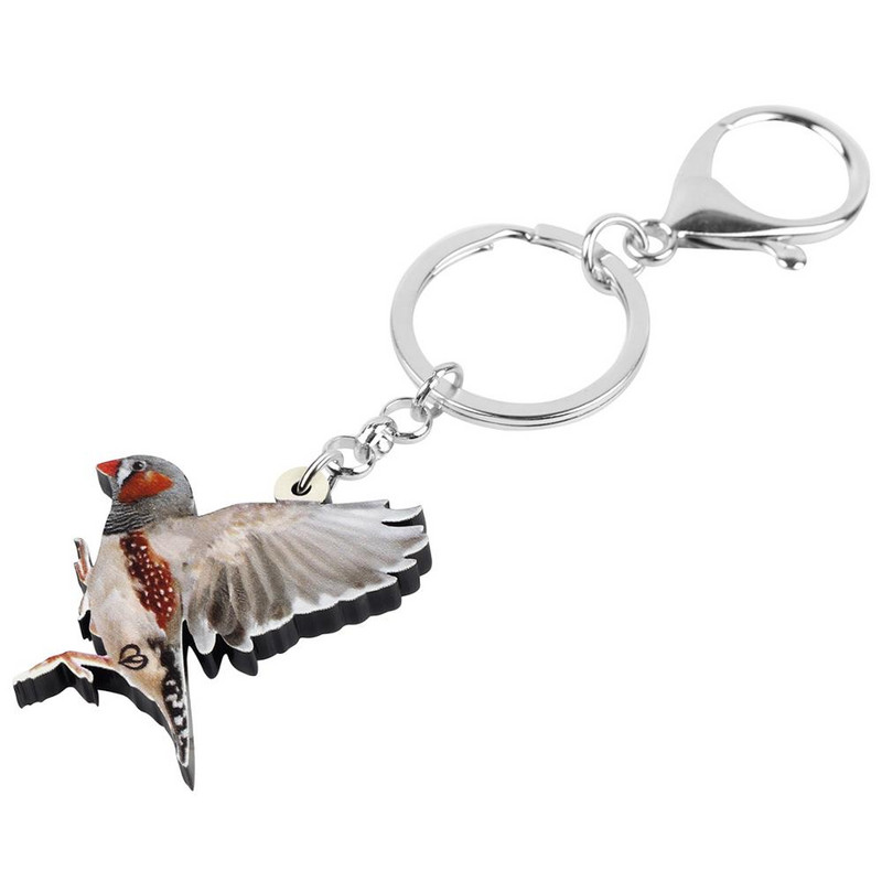 Bonsny Akrilni privjesci za ključeve Flying Grass Finch Big Long Bird Animal Keychains Nakit Za Žene Muškarci Djevojke Modna Poklon Torba Dekoracija