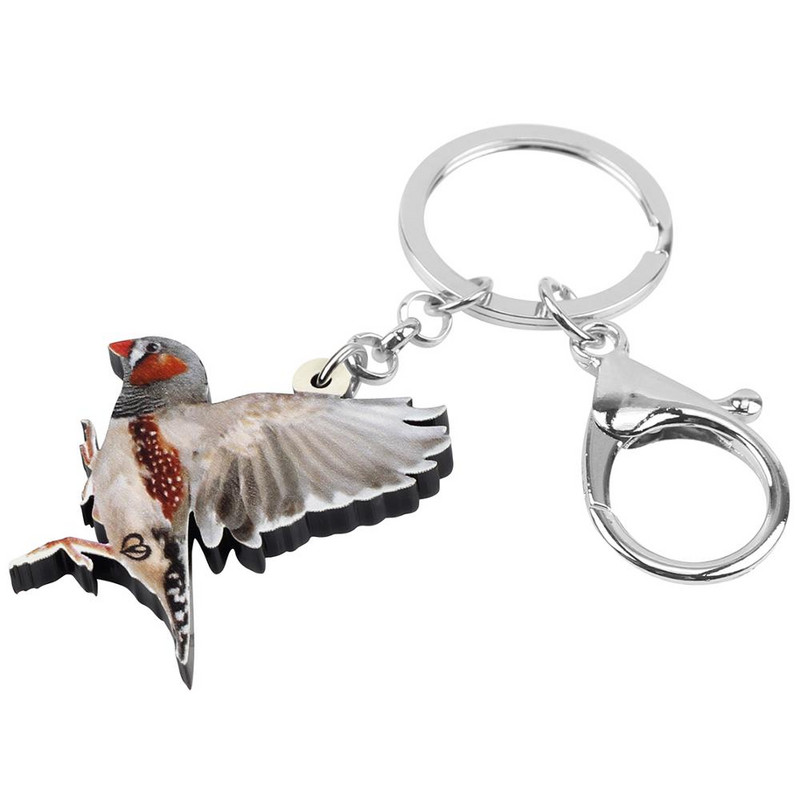 Bonsny Akrilni privjesci za ključeve Flying Grass Finch Big Long Bird Animal Keychains Nakit Za Žene Muškarci Djevojke Modna Poklon Torba Dekoracija