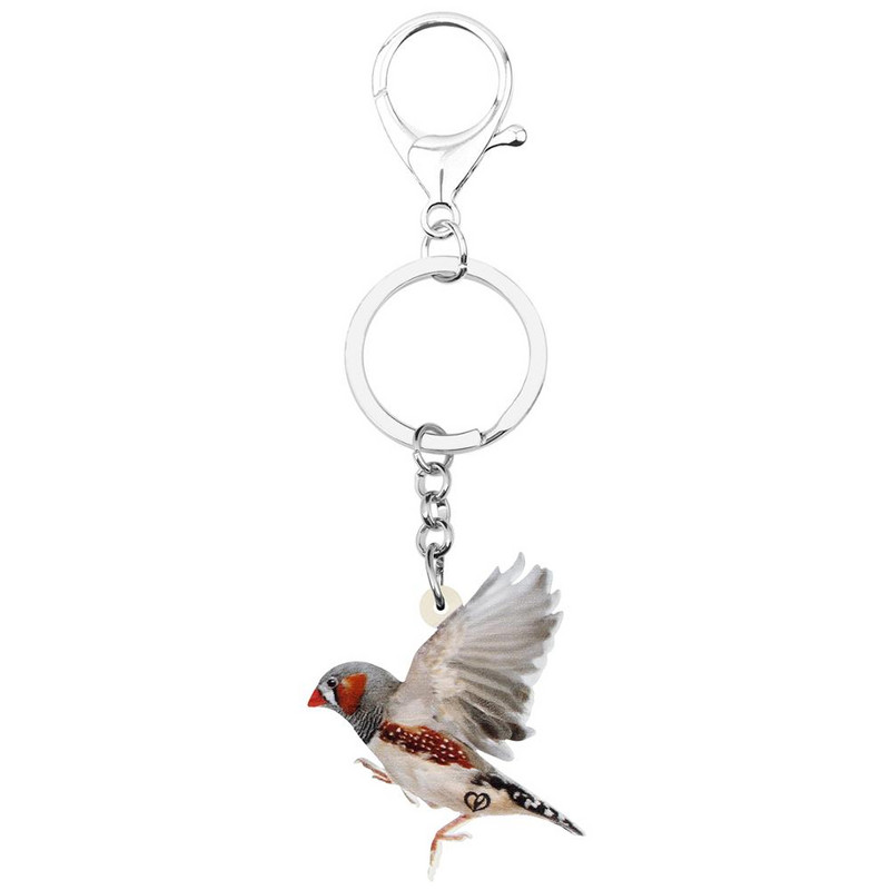 Bonsny Akrilni privjesci za ključeve Flying Grass Finch Big Long Bird Animal Keychains Nakit Za Žene Muškarci Djevojke Modna Poklon Torba Dekoracija