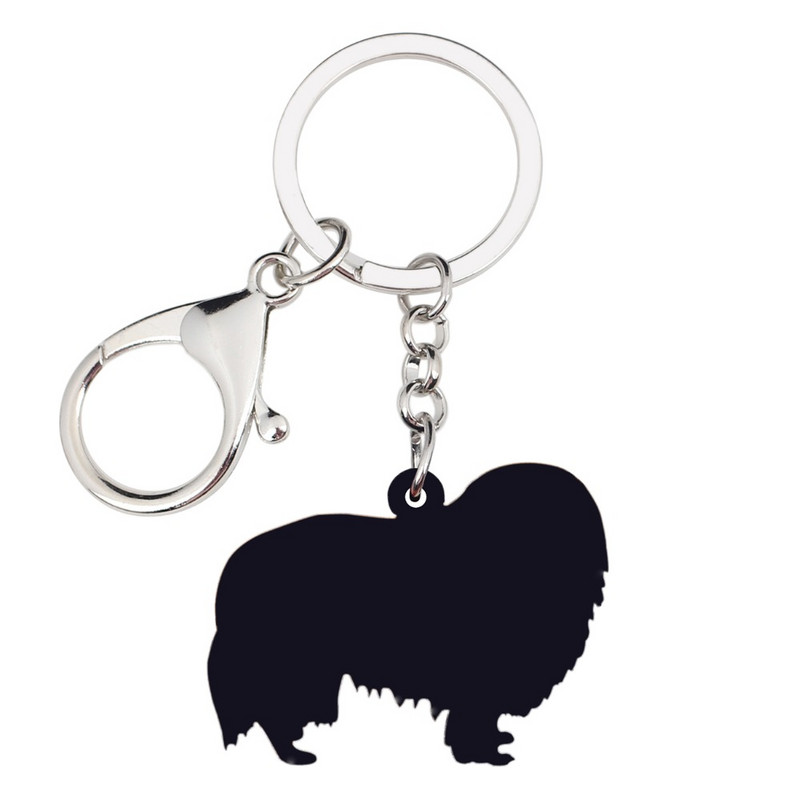 Bonsny Acrilic Happy Rough Collie Câine Breloc Brelocuri Inele Bijuterii Animale Pentru Femei Fete Geanta de mână Breloc de mașină Pandantiv Cadou