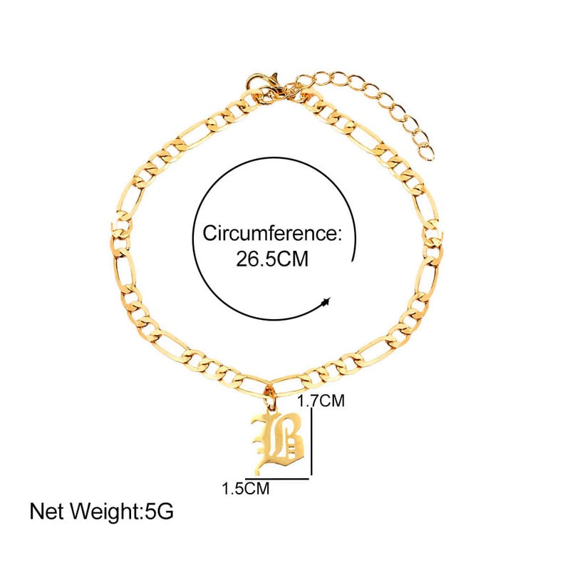 2020. Novo početno slovo u zlatnoj boji, narukvica za gležnjeve, narukvica za žene, AZ abeceda, podesiva modna narukvica za gležanj, nakit za bosu nogu za plažu