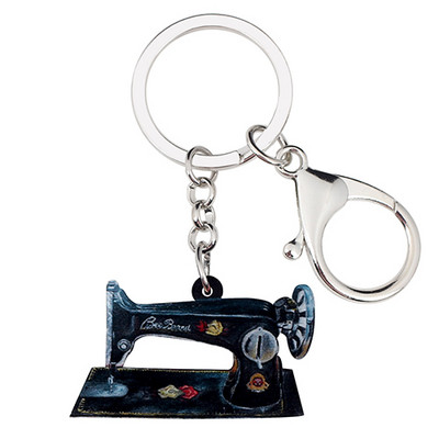 Bonsny Statement Akrilni šivaći stroj Privjesci za ključeve Privjesci za ključeve Prsten Modni vintage nakit Poklon za žene Djevojke Privjesci za torbe za automobile