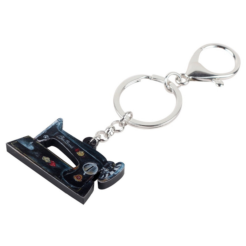 Bonsny Statement Akrilni šivaći stroj Privjesci za ključeve Privjesci za ključeve Prsten Modni vintage nakit Poklon za žene Djevojke Privjesci za torbe za automobile