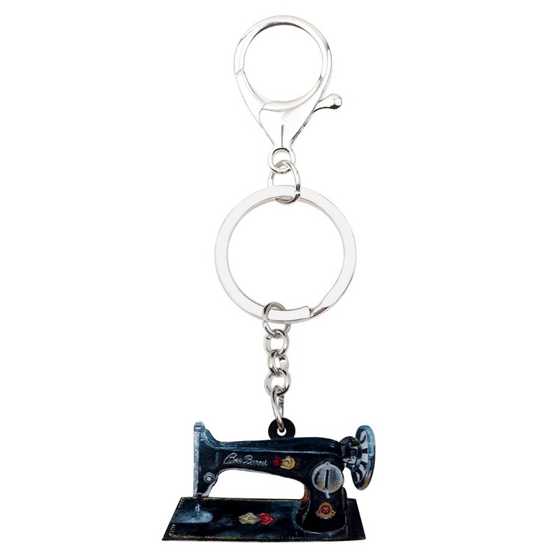Bonsny Statement Akrilni šivaći stroj Privjesci za ključeve Privjesci za ključeve Prsten Modni vintage nakit Poklon za žene Djevojke Privjesci za torbe za automobile