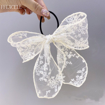 Arc de dantelă mare Șantier Inel de păr Panglică de modă Agrafe de păr pentru fete Benzi de păr Scrunchies Cravată de coadă de cal Accesorii pentru păr