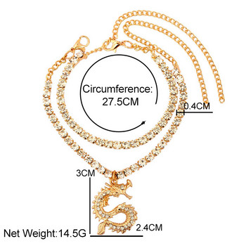 Нов Bling Dragon Crystal тенис верига глезен за жени мода злато сребро цвят планински кристал глезен верига крака бижута на едро