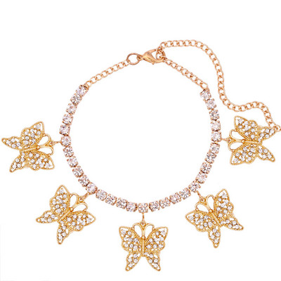 Нов Bling Dragon Crystal тенис верига глезен за жени мода злато сребро цвят планински кристал глезен верига крака бижута на едро