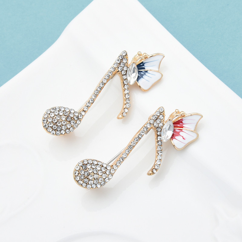 Wuli&baby drugelių ir muzikos užrašų sagės moterims Unisex 2 spalvų muzikos mylėtojų vakarėlis biuro sagės smeigtukai