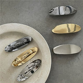 Agrafă de păr minimalistă ovală din aliaj, agrafă de păr, personalitate la modă, agrafă de primăvară metalică, agrafă pentru breton lateral, accesorii de păr pentru femei