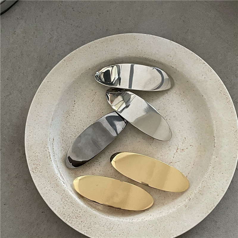 Agrafă de păr minimalistă ovală din aliaj, agrafă de păr, personalitate la modă, agrafă de primăvară metalică, agrafă pentru breton lateral, accesorii de păr pentru femei