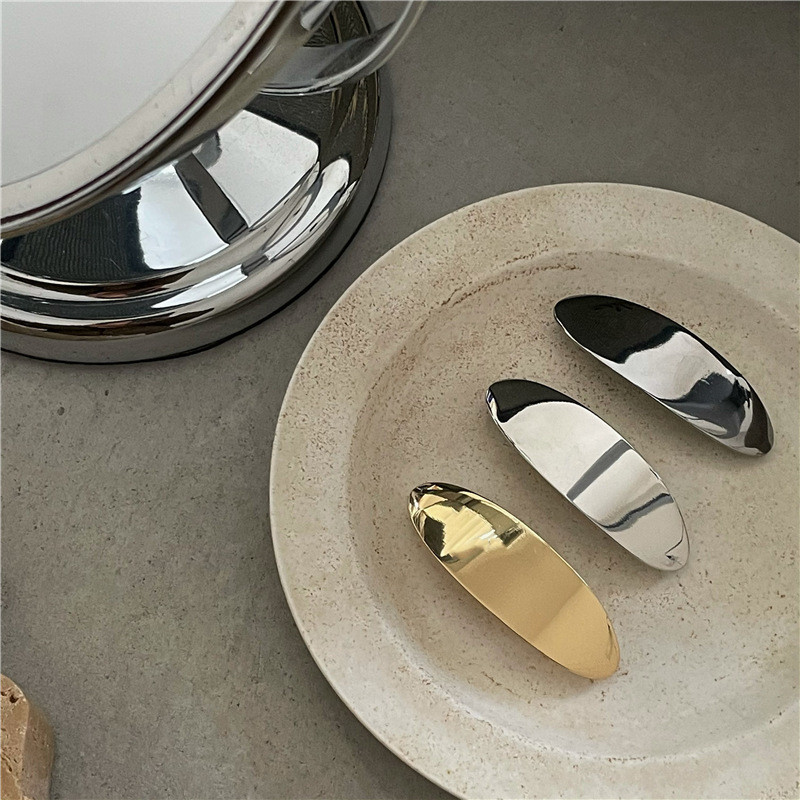 Agrafă de păr minimalistă ovală din aliaj, agrafă de păr, personalitate la modă, agrafă de primăvară metalică, agrafă pentru breton lateral, accesorii de păr pentru femei