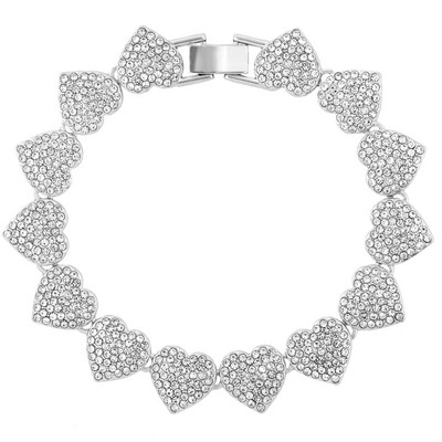 Modna sjajna narukvica s gležnjačama u obliku srca s punim kamenčićima, narukvica za žene Iced Out, kristalni kubanski lanac s gležnjačama, ljetni nakit za bosonoge