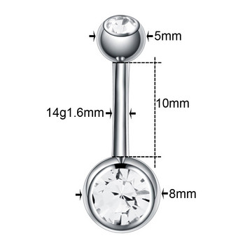 1PC G23 титаниев кристал пъпа шпилка Bohemia Ombligo пиърсинг двоен скъпоценен камък висяща обеца спирала пиърсинг на пъпа бижута