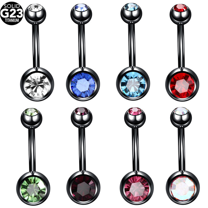 1PC G23 Cristal de titan Navel Bar Stud Boemia Ombligo Piercing Bijuterie dublă Dangle Cercei Helix Piercing pentru buric Bijuterii