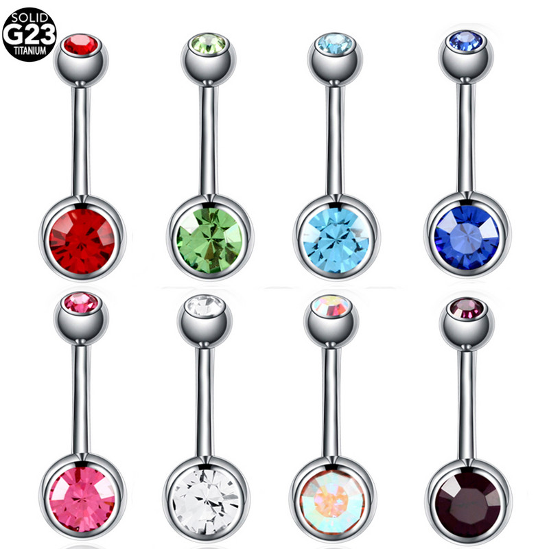 1PC G23 Cristal de titan Navel Bar Stud Boemia Ombligo Piercing Bijuterie dublă Dangle Cercei Helix Piercing pentru buric Bijuterii