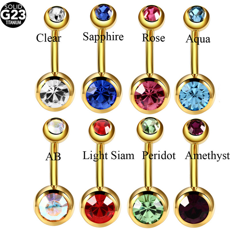 1PC G23 Cristal de titan Navel Bar Stud Boemia Ombligo Piercing Bijuterie dublă Dangle Cercei Helix Piercing pentru buric Bijuterii