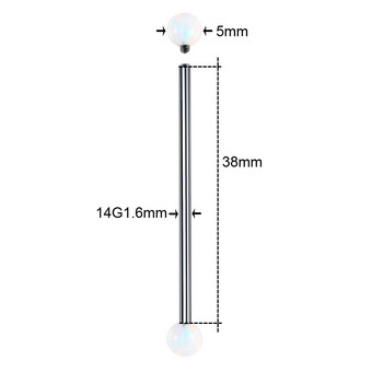 1PC G23 Титаниев опал Индустриални обеци с щанга за пиърсинг Дълга лента за хрущялно скеле за пиърсинг на ухото Helix Tragus Бижута 14G