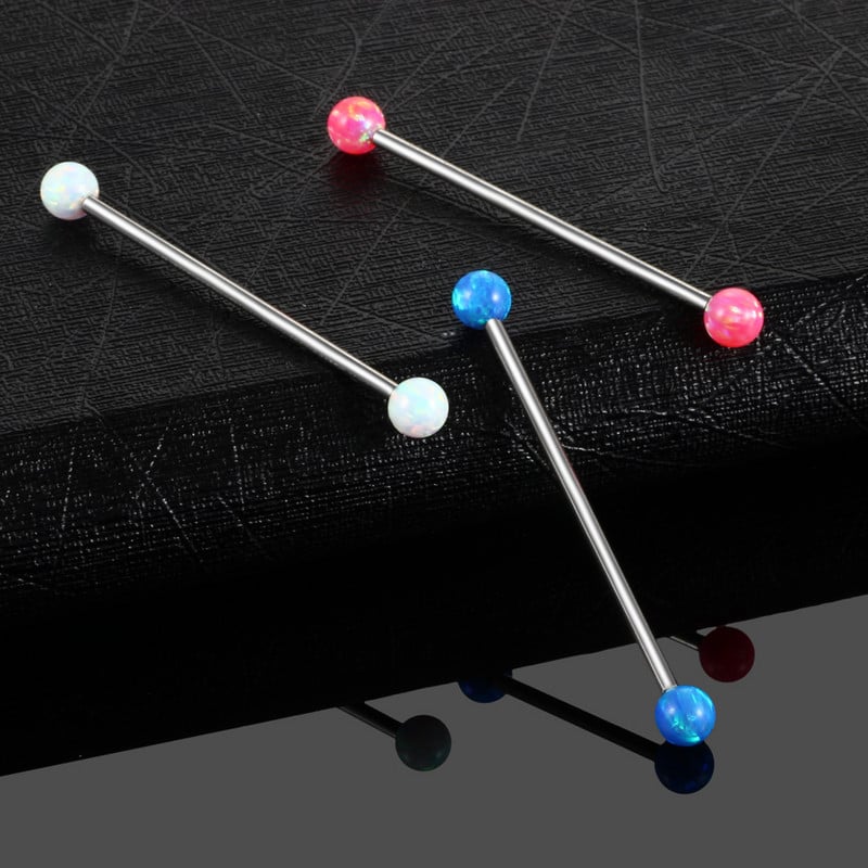 1PC G23 Titanium Opal Industrial Barbell Naušnice Piercing Duga šipka Hrskavica Scaffold Bar Piercing Helix Tragus Nakit 14G