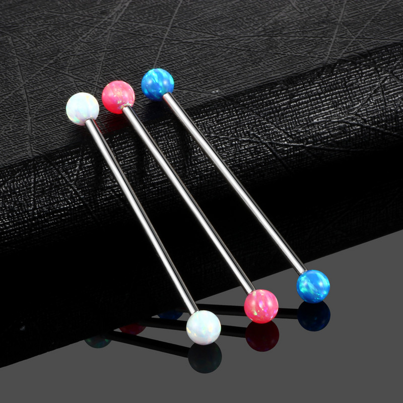 1PC G23 Titanium Opal Industrial Barbell Naušnice Piercing Duga šipka Hrskavica Scaffold Bar Piercing Helix Tragus Nakit 14G