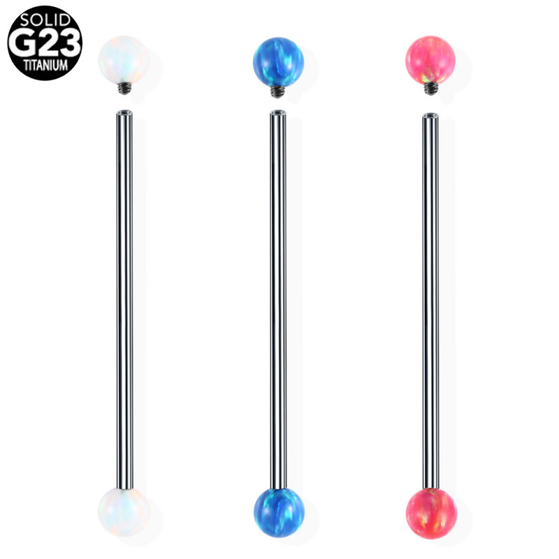 1PC G23 Titanium Opal Industrial Barbell Naušnice Piercing Duga šipka Hrskavica Scaffold Bar Piercing Helix Tragus Nakit 14G