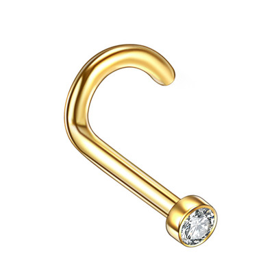 10vnt./stal G23 Titanium Gem Bone Stud Stud šnervės auskarai CZ 20G 18G Sraigtiniai auskarai Nose Pircing Nariz 6MM Kūno papuošalai