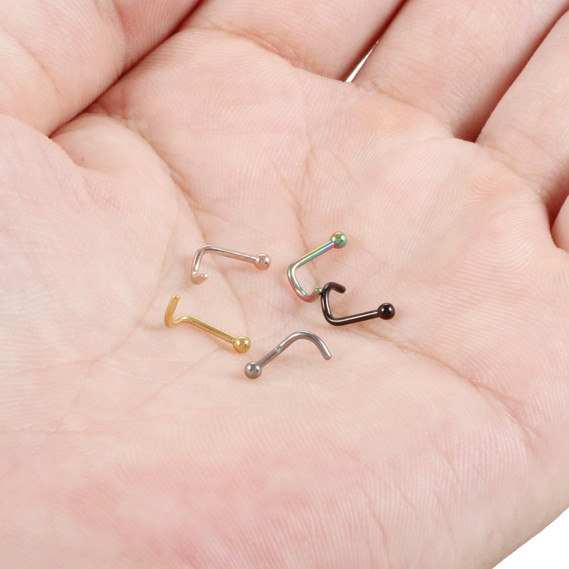 10vnt./stal G23 Titanium Gem Bone Stud Stud šnervės auskarai CZ 20G 18G Sraigtiniai auskarai Nose Pircing Nariz 6MM Kūno papuošalai