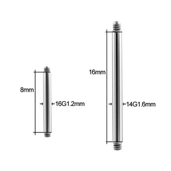 10 бр./лот Аксесоари за смяна на титаниеви винтове за щанга Пиърсинг на топка 14G 16G Коремна лента Нос Ухо Пръстени за уши Език Фиксатор за устни