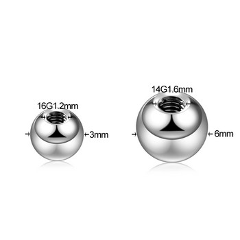 10 бр./лот Аксесоари за смяна на титаниеви винтове за щанга Пиърсинг на топка 14G 16G Коремна лента Нос Ухо Пръстени за уши Език Фиксатор за устни