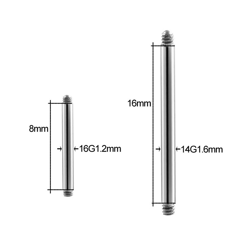 10 kom/lot Zamjenski pribor za uteg od titana Vijak za piercing lopte 14G 16G Prsten za trbušnu šipku za nos i uho Držač za usne za jezik