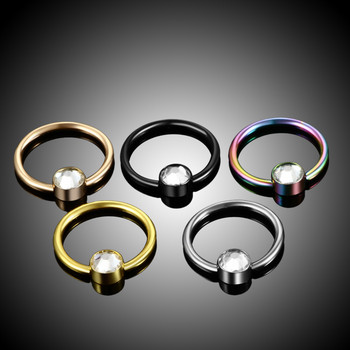 5PCS G23 Titanium Ear Pregrada Helix Piercing Носни пръстени CBR Piercing Gem BCR Daith Hoop Piercings Labret Lip Rings Бижута за тяло