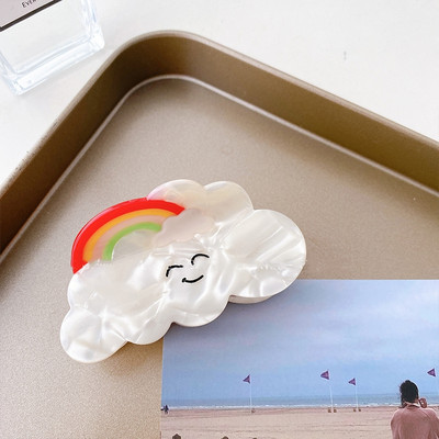 Trendovska geometrijska acetatna kopča za kosu s konjskim repom Slatki nepravilni oblak u duginim bojama, kandža za kosu za žene, djevojke, ukosnice, dodaci za kosu