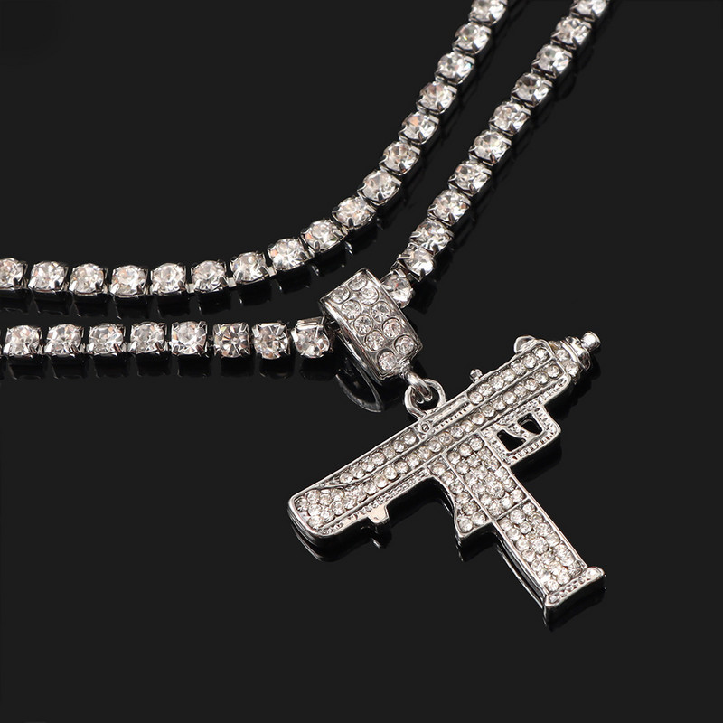 Modni UZI Gun Pistol Crystal Anklets Narukvica za žene Višeslojni lanac od vještačkih dijamanata Nakit Punk Summer Beach Anklet na nozi