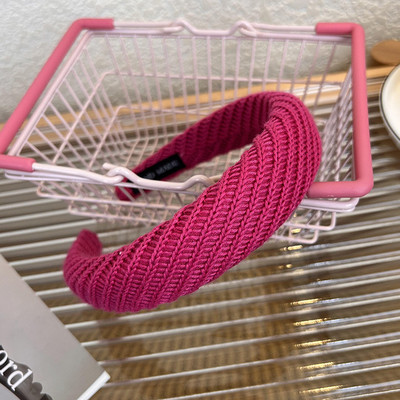 2022, la modă de iarnă, trandafir roșu dulce, bentiță de păr pentru fete, retro, tweed, tricotată, din lână, bentiță de păr cu boruri largi, în carouri, pentru femei