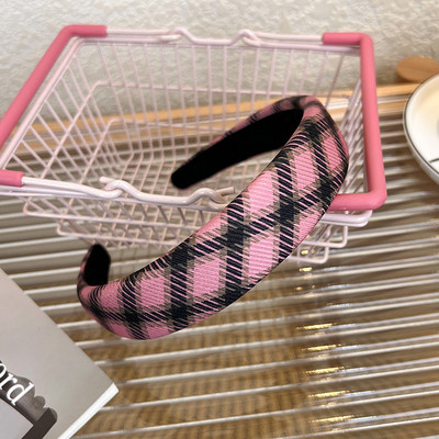 2022, la modă de iarnă, trandafir roșu dulce, bentiță de păr pentru fete, retro, tweed, tricotată, din lână, bentiță de păr cu boruri largi, în carouri, pentru femei