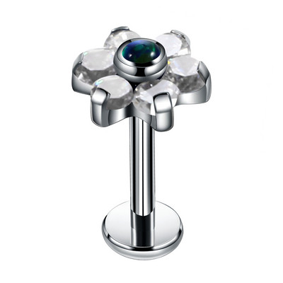 1PC G23 Titanium Opal Labret Stud Prstenovi Crystal Flower Uho Tragus Naušnica Conch Piercing Dermalno sidro Nakit za piercing usana