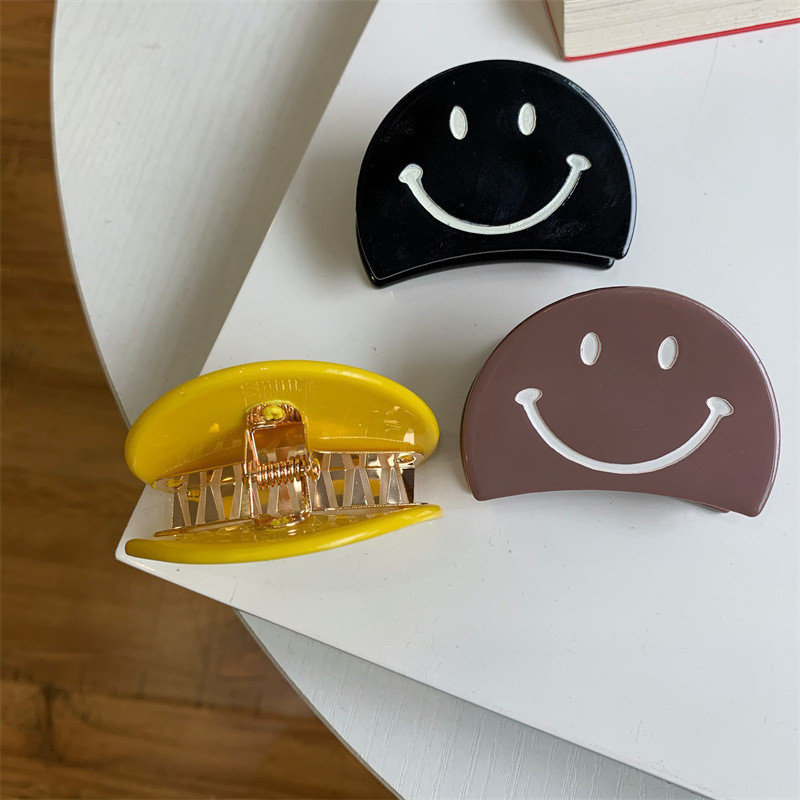 Fată de modă coreeană drăguță geometrică semicerc cu fața zâmbitoare apucă clema de păr INS gheare de păr accesorii de păr pentru femei agrafă de păr Kawaii