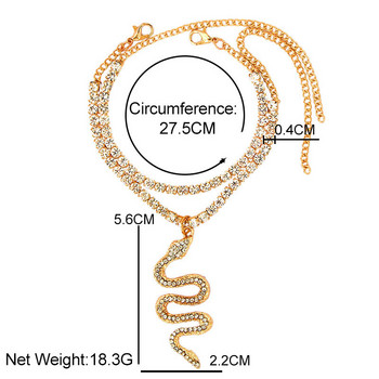 Модерна нова верига за тенис Змия, планински кристал, гривна за глезена за жени Златен цвят, кристална висулка, гривна за глезена, плажни бижута за боси крака