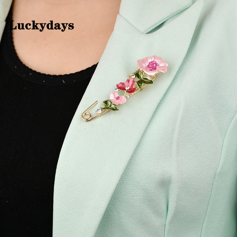 Xingyunday Broșe cu flori cu strasuri, elegante, colorate, pentru femei, broșă cu plante, broșă cu rever, cardigan, accesorii pentru cămașă