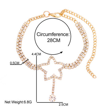 Летни плажни глезени със звезди със кристали Злато, сребро, цвят Двуслоен кристал, верига за тенис Анкета за жени Гривна за крака Бижута