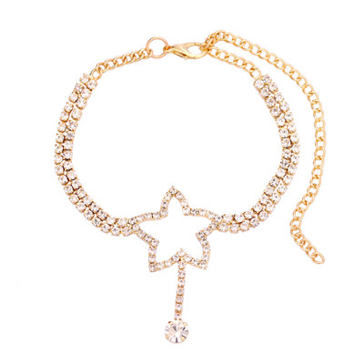 Summer Beach Star Rhinestone Gležnjače Zlatno Srebrne Boje Dvoslojni Kristalni Teniski Lanac Anklet Za Ženske Narukvice Nakit