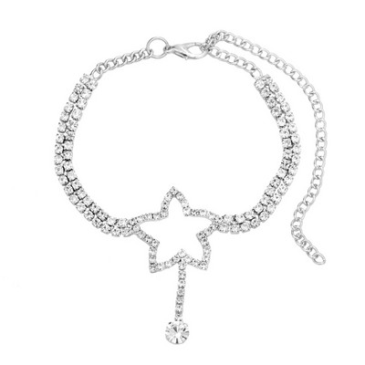 Summer Beach Star Rhinestone Gležnjače Zlatno Srebrne Boje Dvoslojni Kristalni Teniski Lanac Anklet Za Ženske Narukvice Nakit